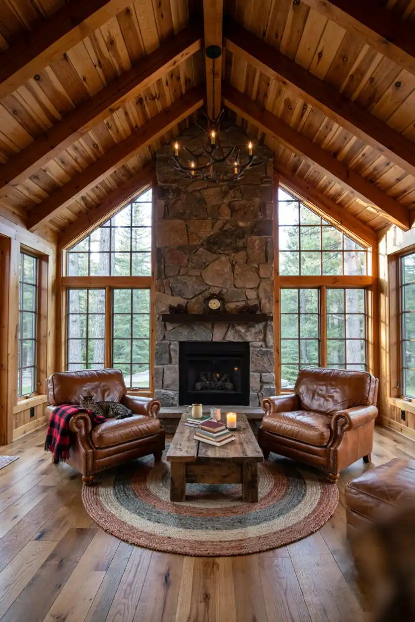Natural Cedar Beams for a Cabin or Mountain Retreat