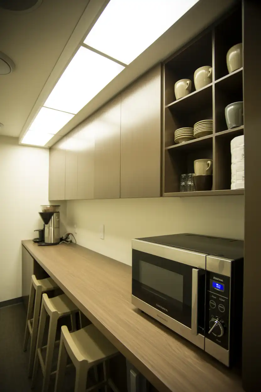Office Break Room Coffee Bar with Microwave