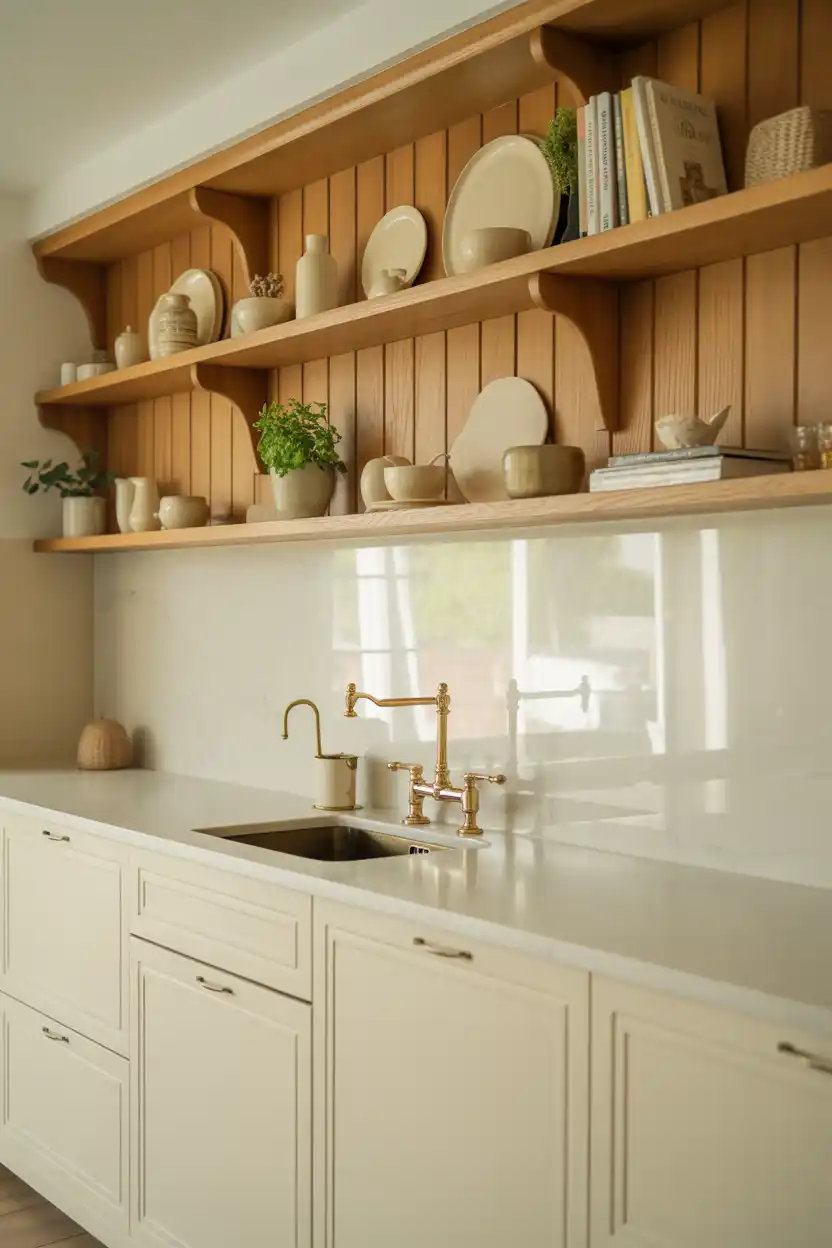 Open Shelves Above, Closed Cabinets Below