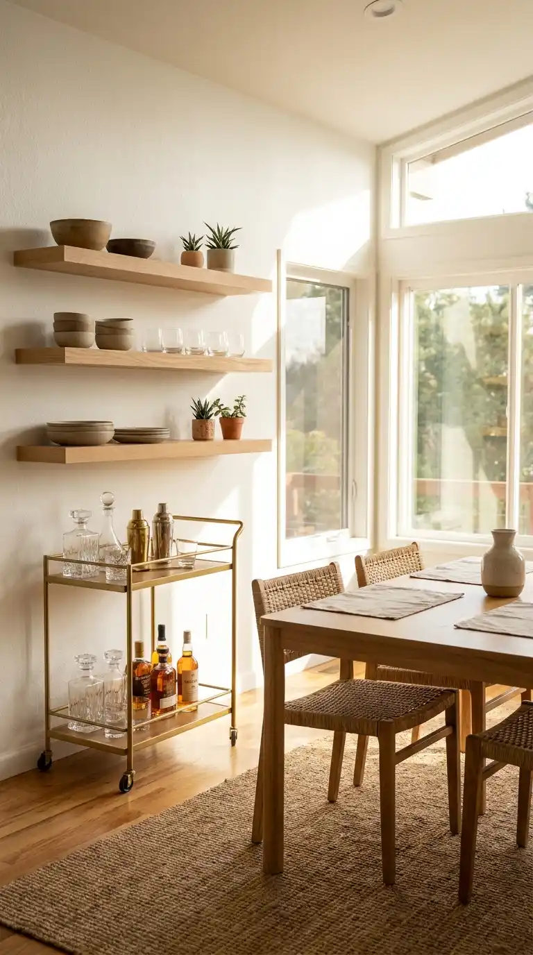 Open Shelving and Bar Cart Styling