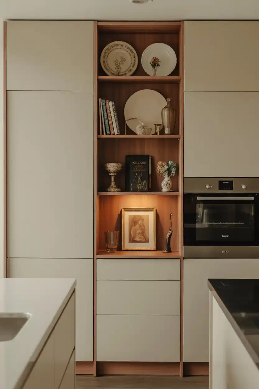Open Shelving for Display, Closed Cabinets for Everyday Use