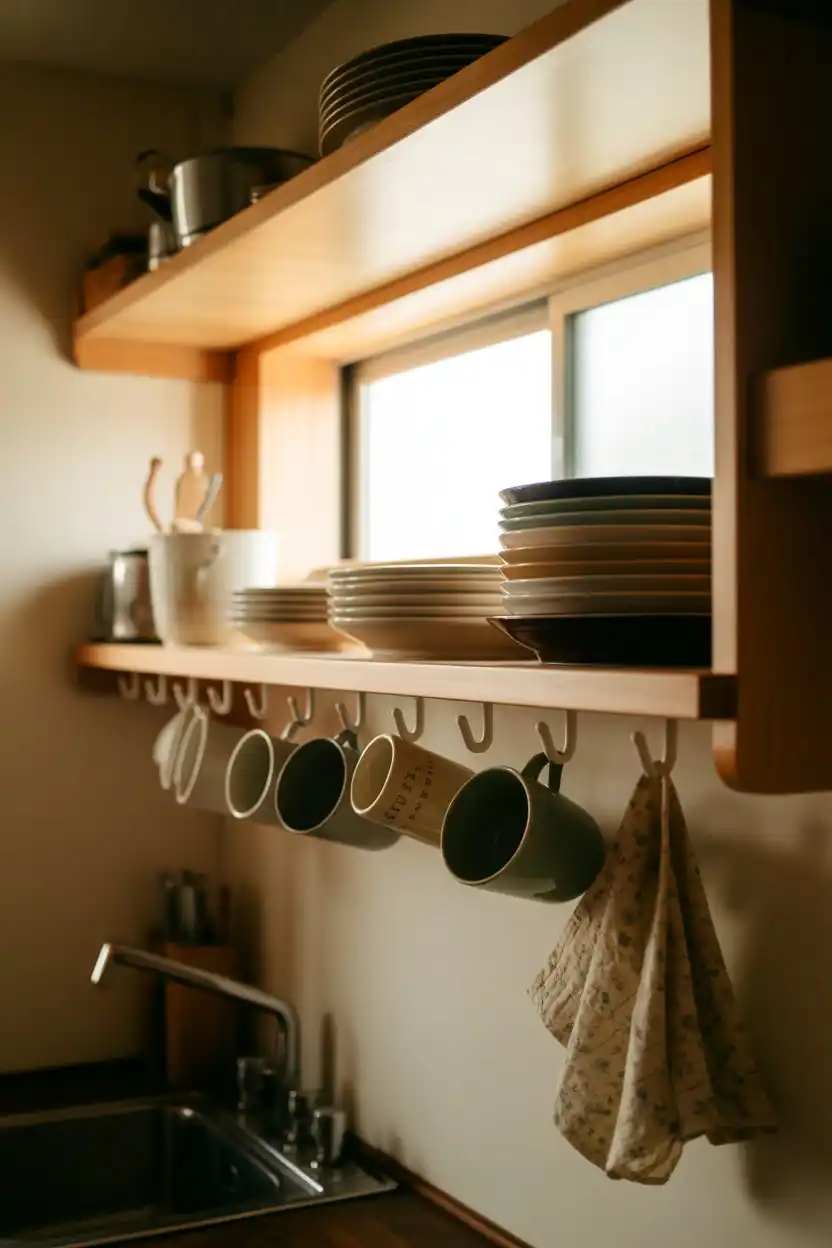 Open Shelving with Hooks