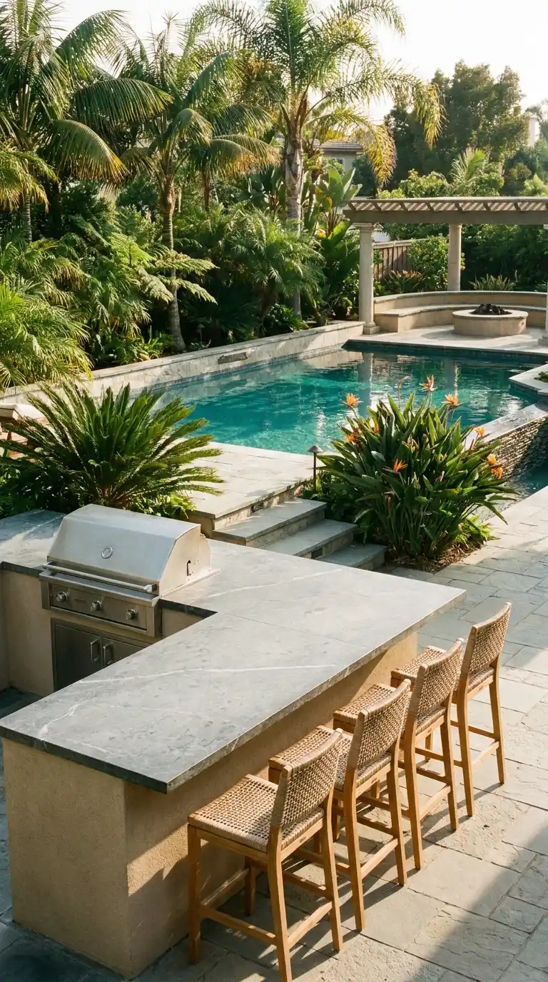 Outdoor Kitchen and Bar Area