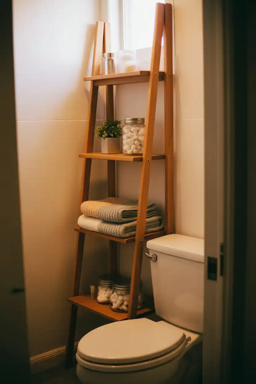 Over-the-Toilet Storage Ladder Shelf