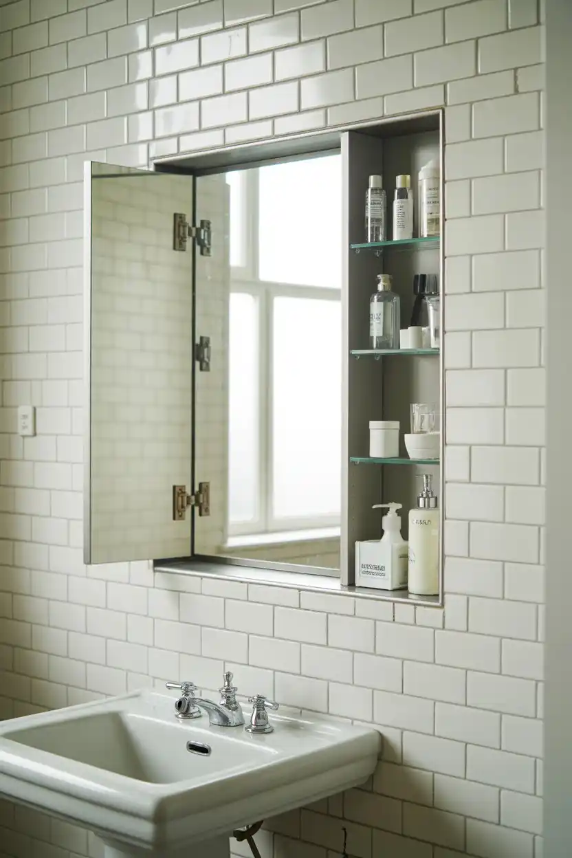 Recessed Medicine Cabinet Built Into the Wall