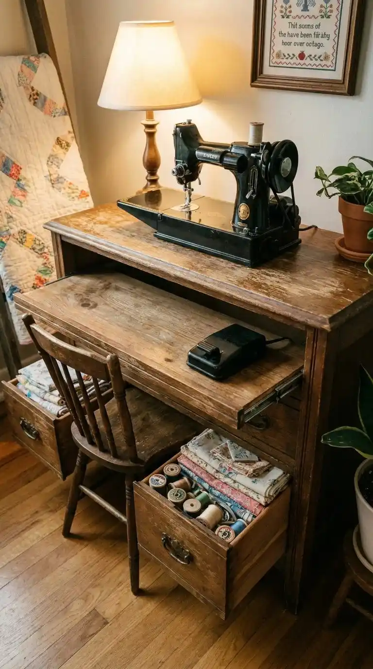 Repurposed Dresser as Sewing Station