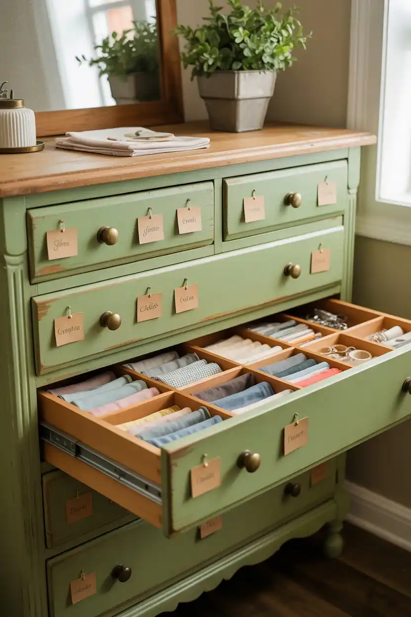 Repurposed Dresser for Craft Supplies