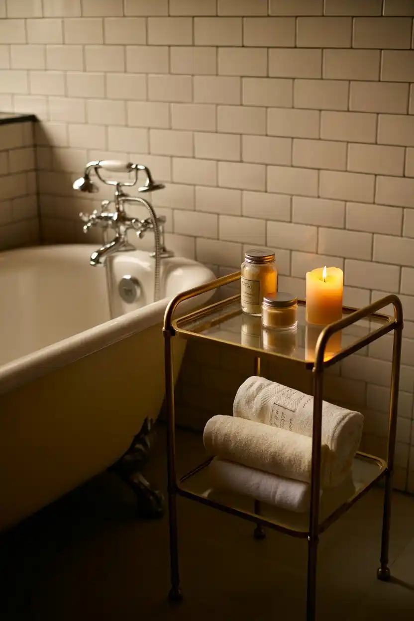 Rolling Bar Cart as Mobile Bathroom Storage