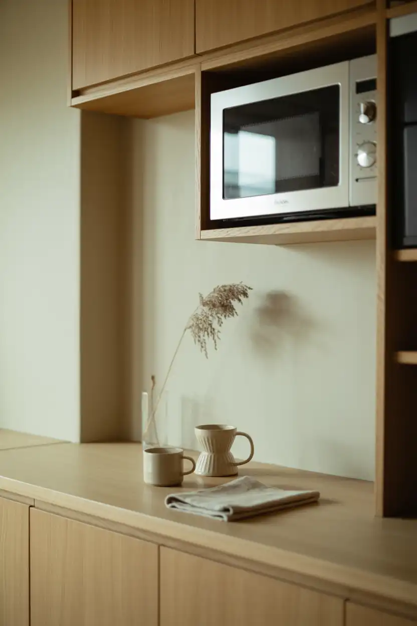 Scandinavian Minimalist Coffee Nook with Microwave