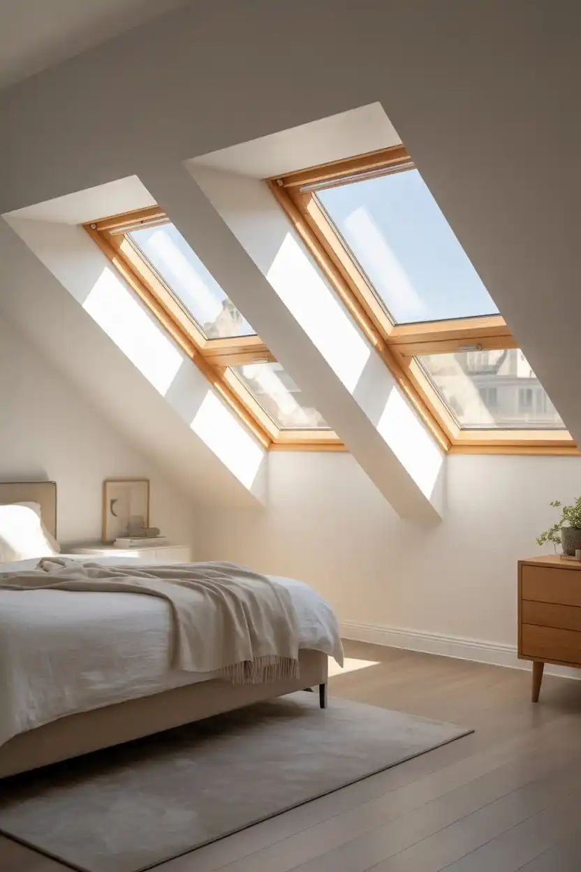 Skylights Along the Slanted Ceiling