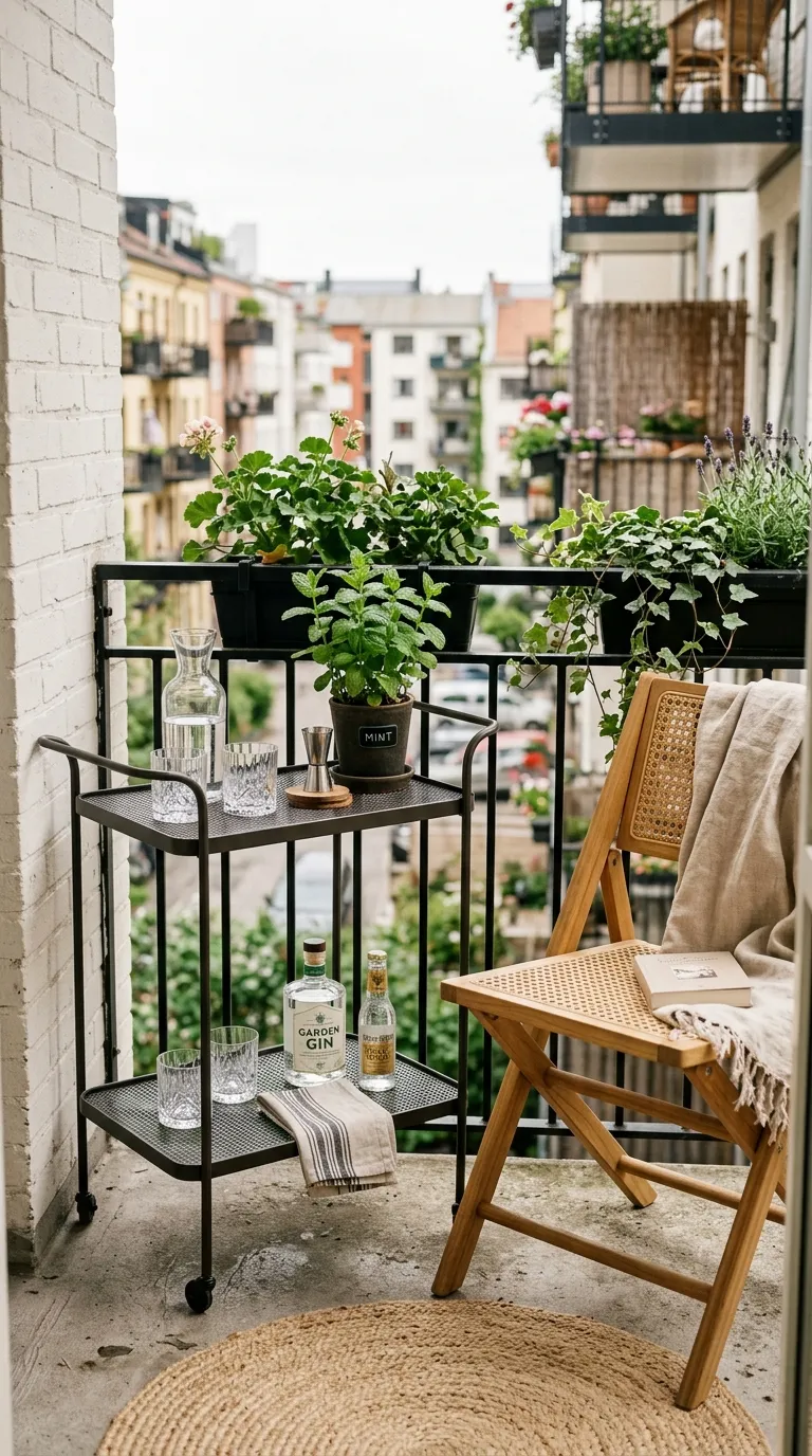Compact Corner Bar Cart