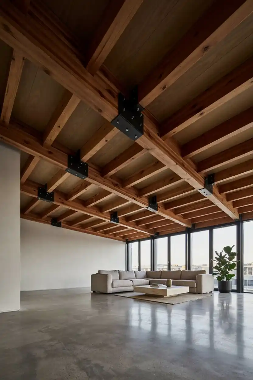 Steel-and-Wood Combination Beams for an Industrial-Modern Look