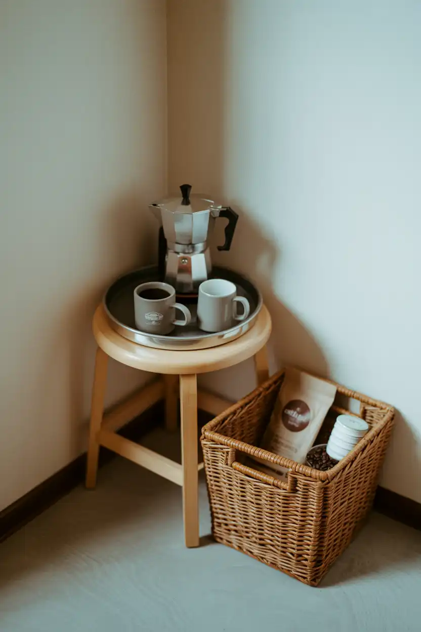 Tray-and-Basket Corner Coffee Spot
