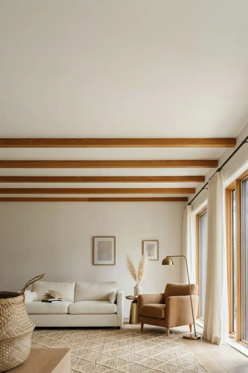 Two-Tone Beam Ceiling: Wood Beams, White Ceiling
