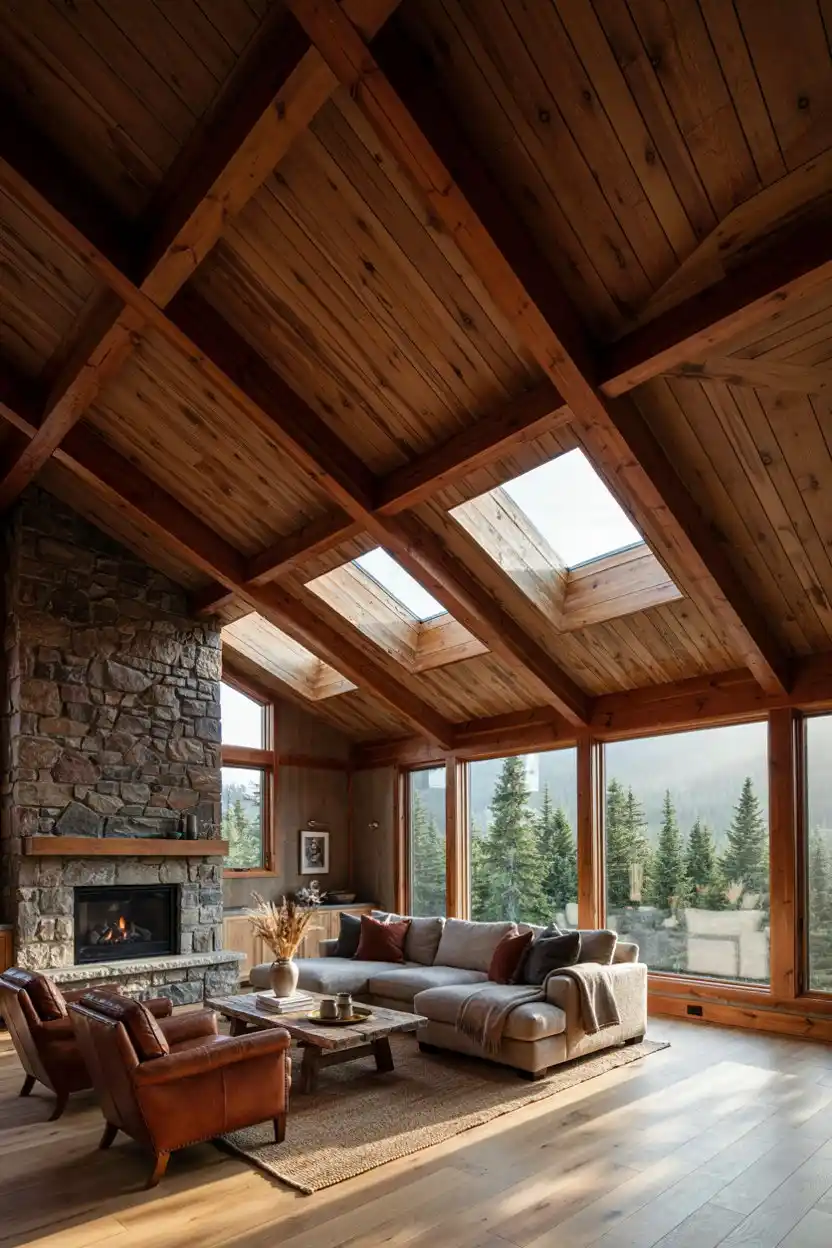 Vaulted Ceiling with Exposed Beams