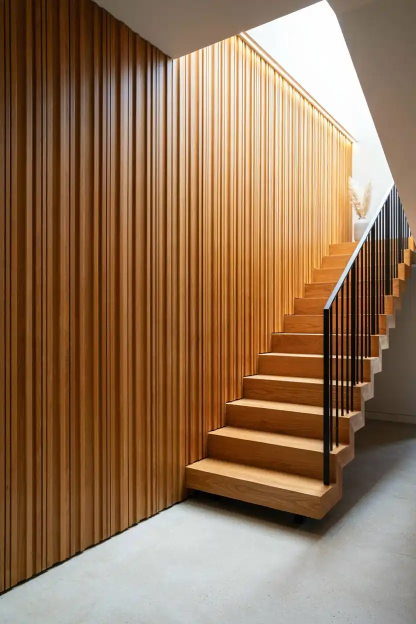 Vertical Slat Wood Paneling for a Modern Look