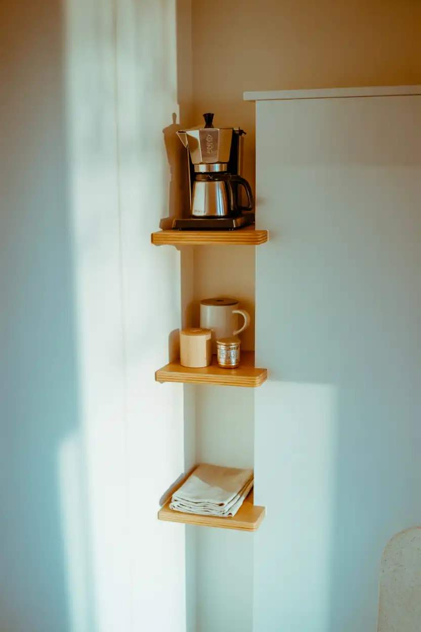 Vertical Wall-Mounted Corner Shelf Nook