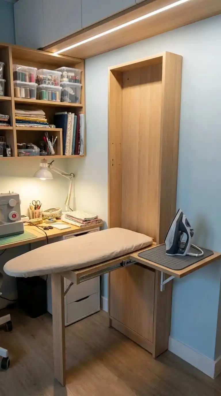 Wall-Mounted Fold-Down Ironing Board