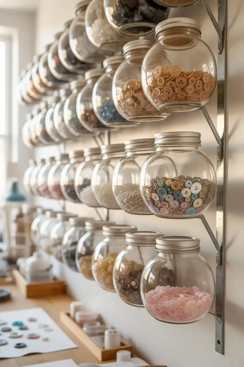 Wall-Mounted Jar Storage for Small Items