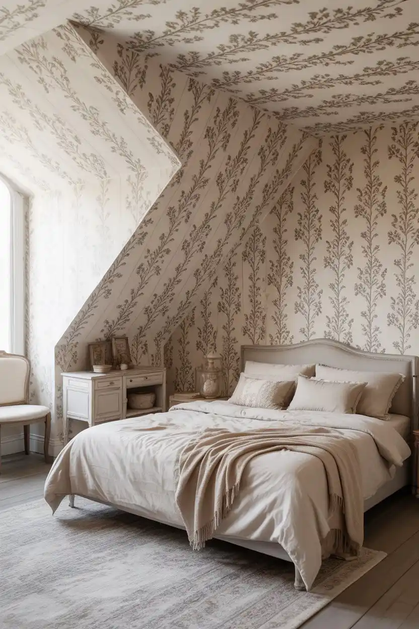 Wallpaper on the Slanted Ceiling