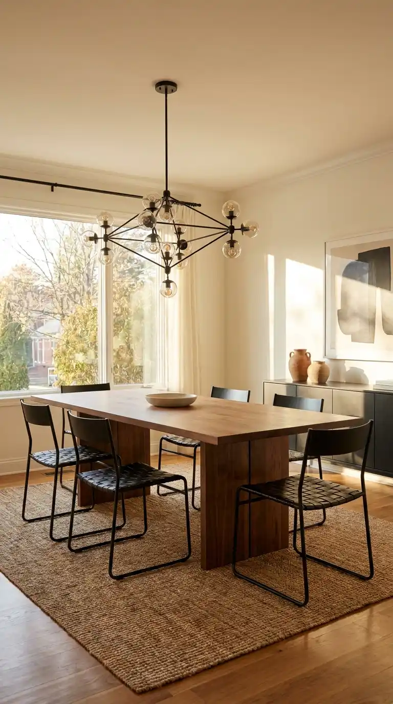 Warm Wood Tones With Black Metal Accents