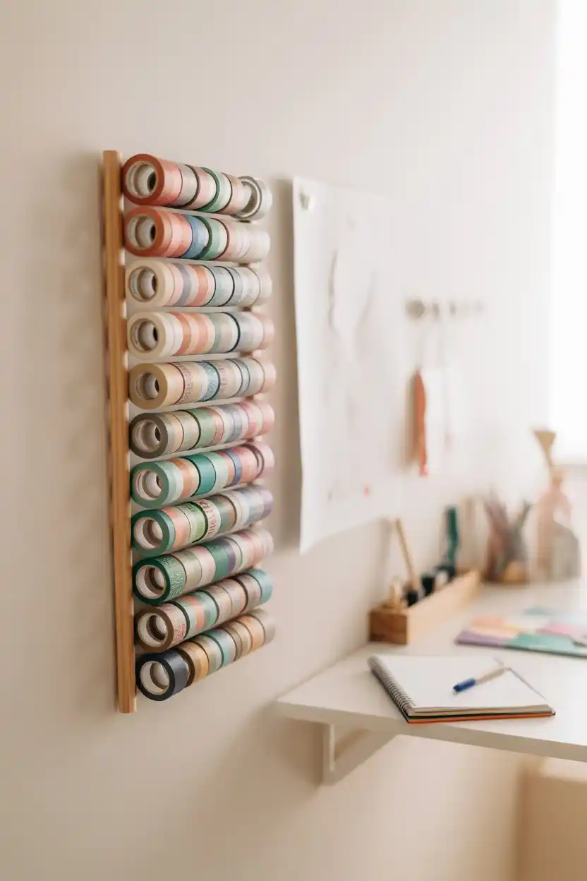 Washi Tape and Ribbon Dowel Display
