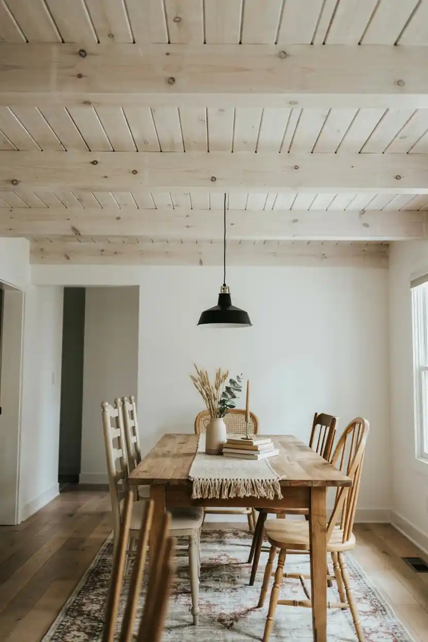 Whitewashed Farmhouse Beams
