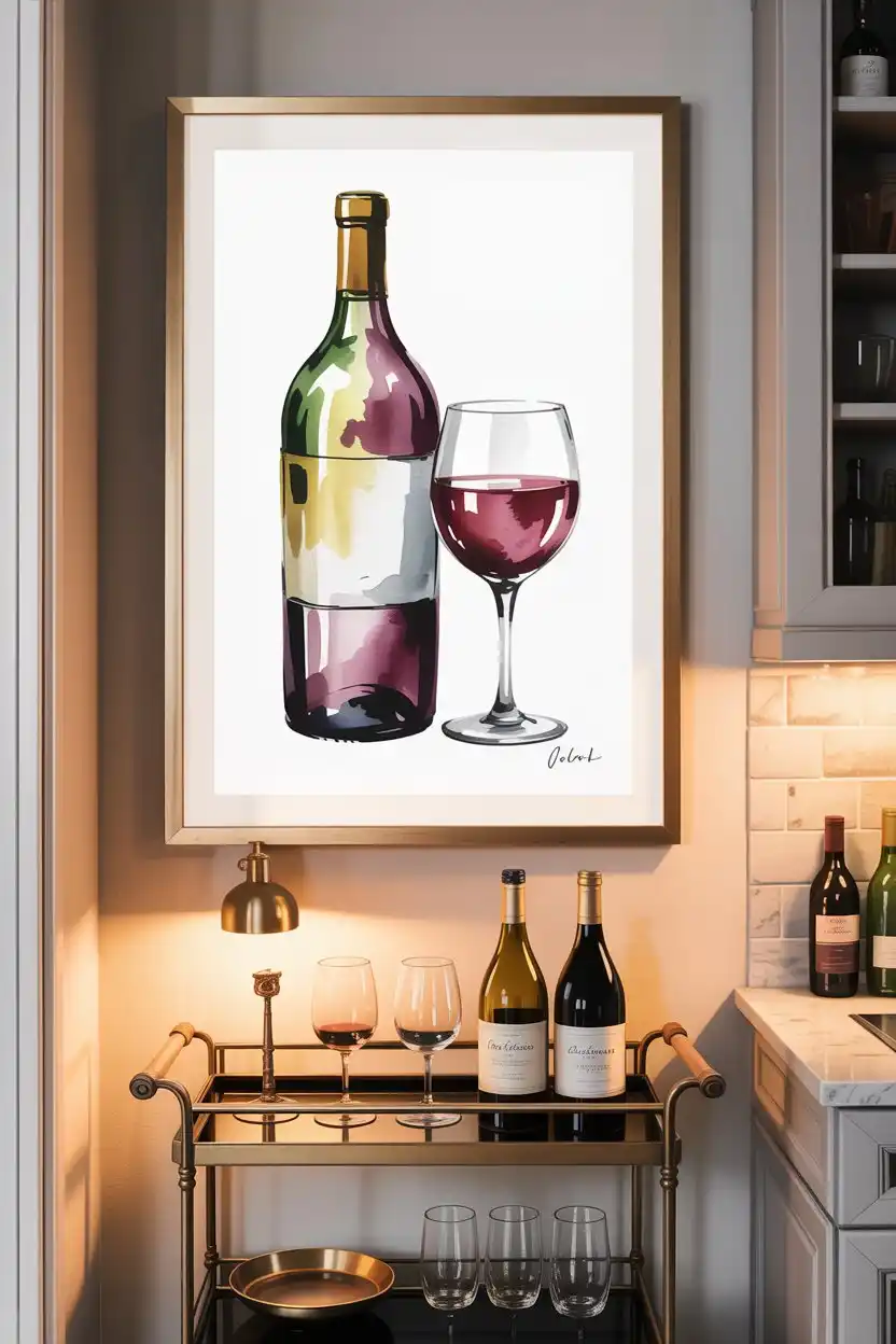 Wine and Bar Cart Wall Art