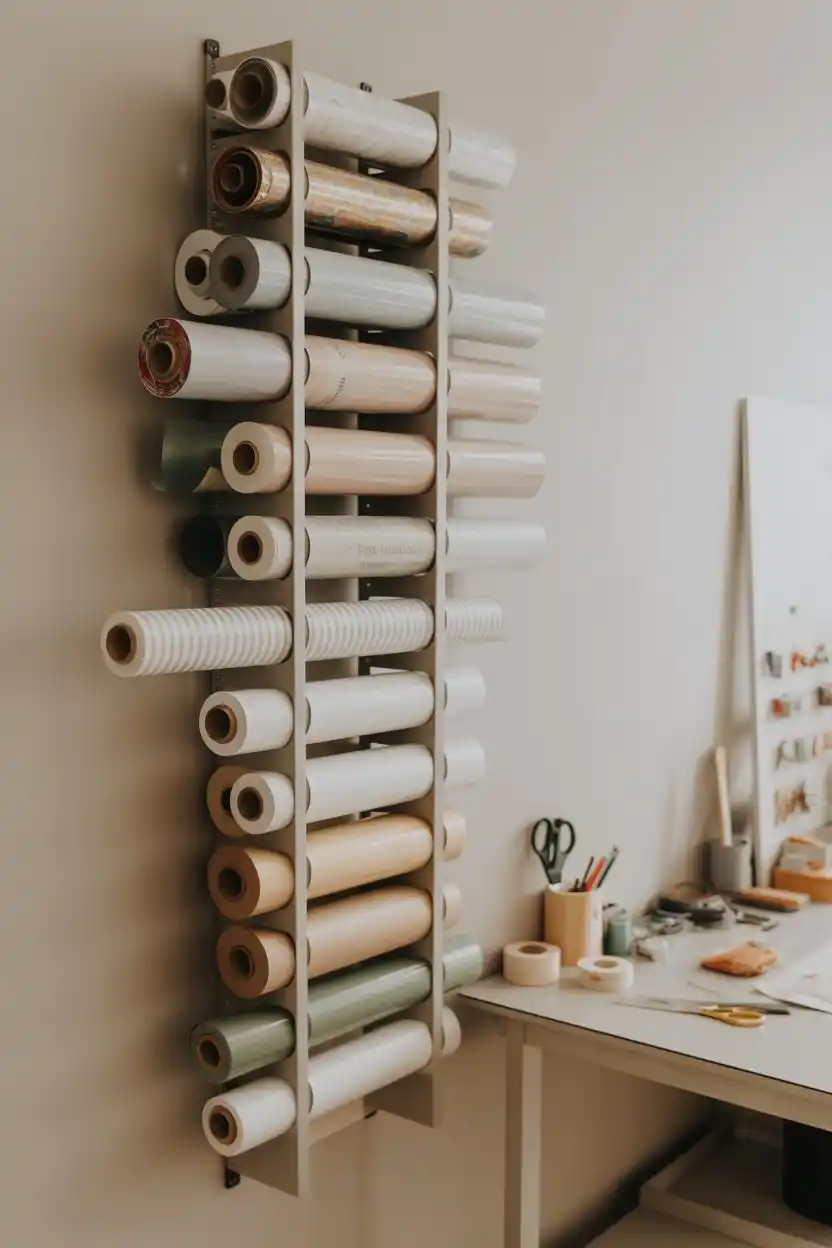 Wrapping Paper and Vinyl Roll Storage Rack