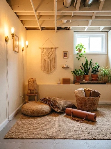 a budget-friendly basement boho studio
