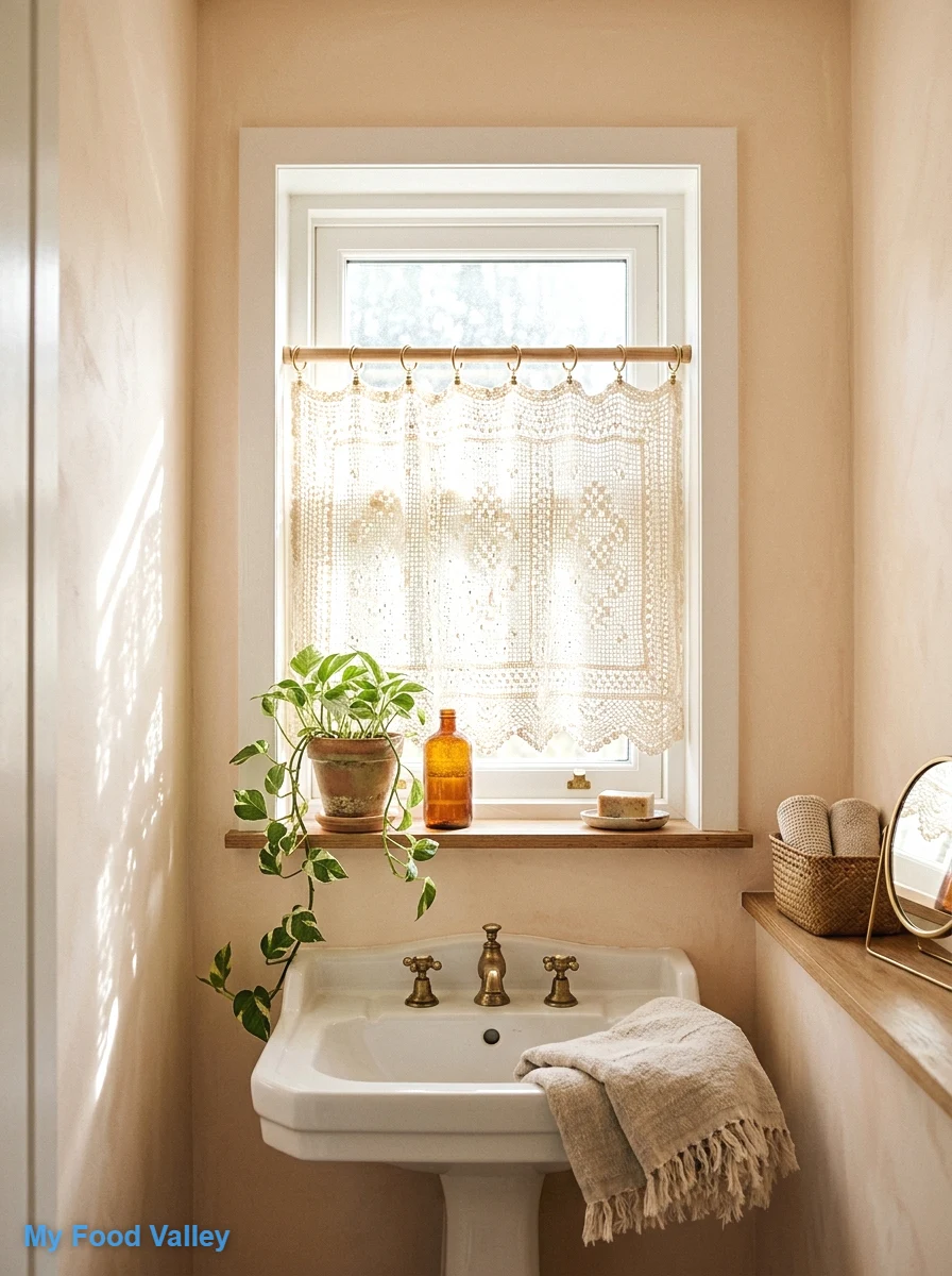a café curtain that softens a small window