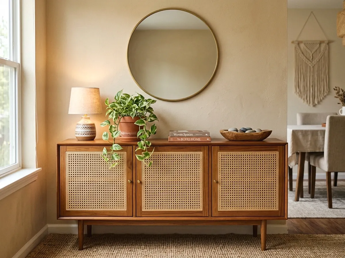 a cane-front sideboard as a statement piece