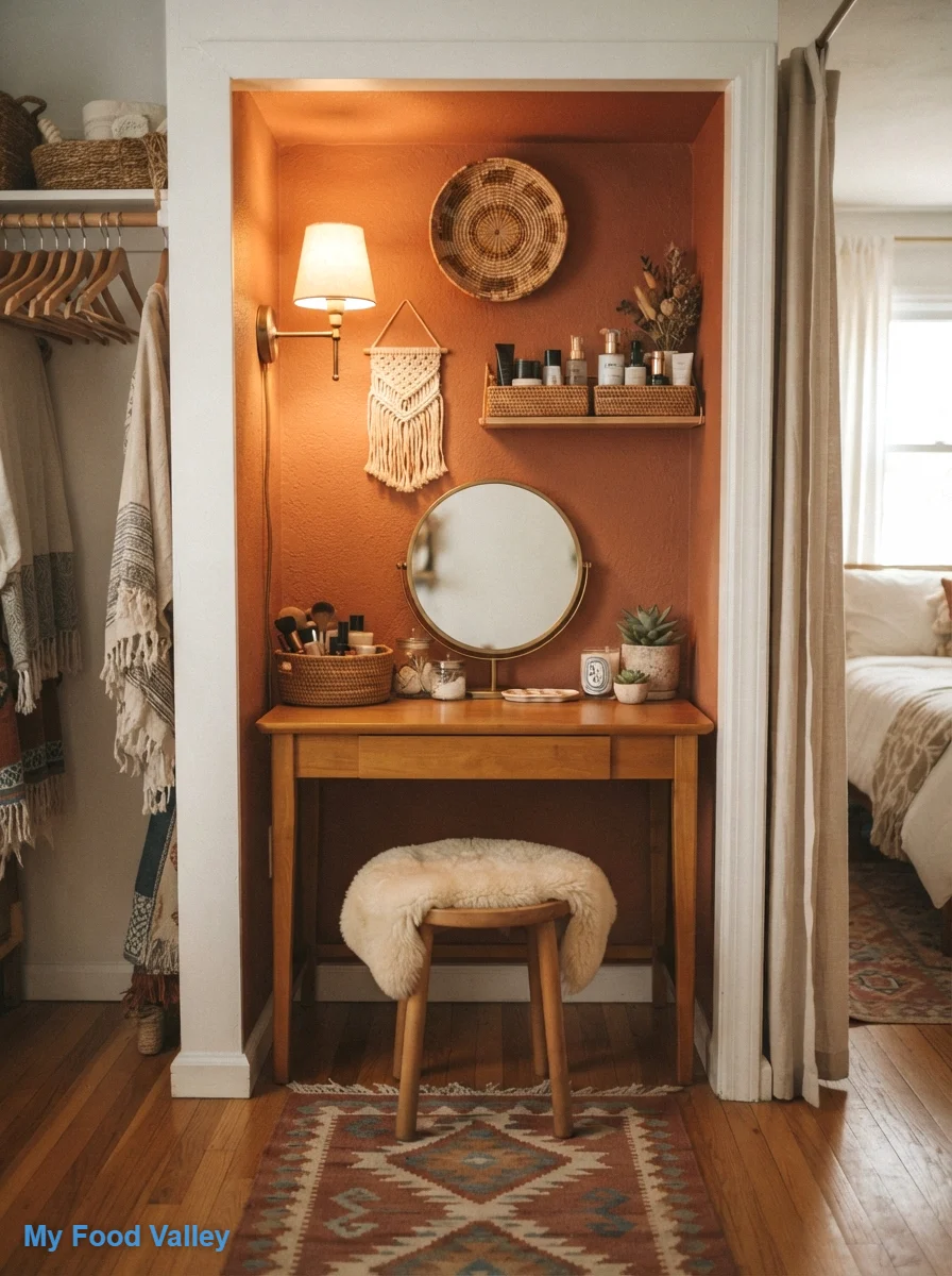 a closet corner boho vanity retreat