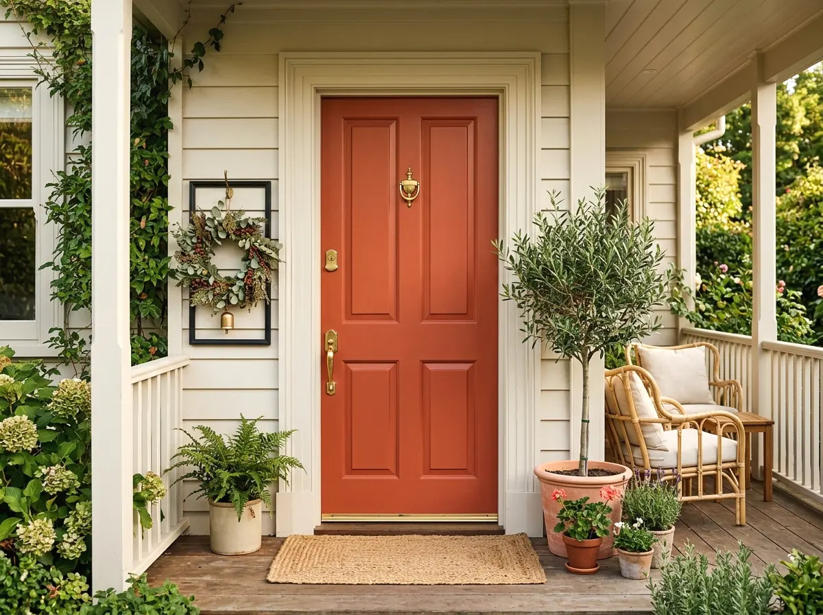 a colorful painted front door