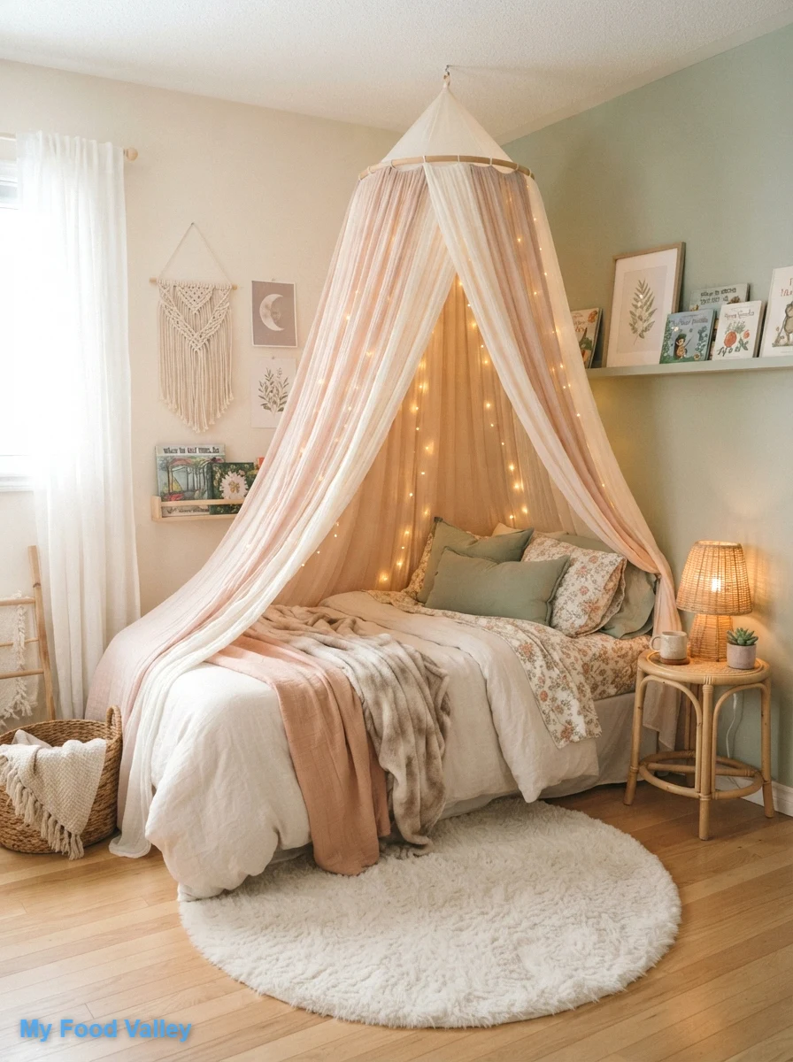 a dreamy canopy that turns the bed into a hideaway