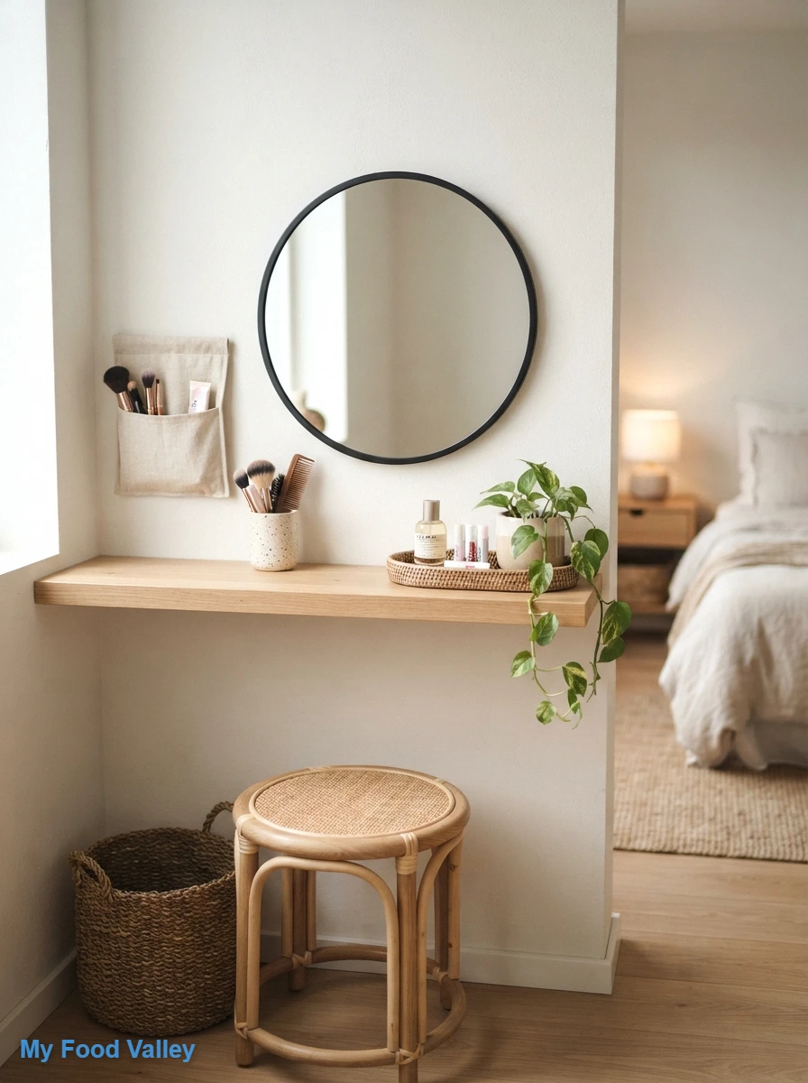 a floating shelf vanity for small spaces