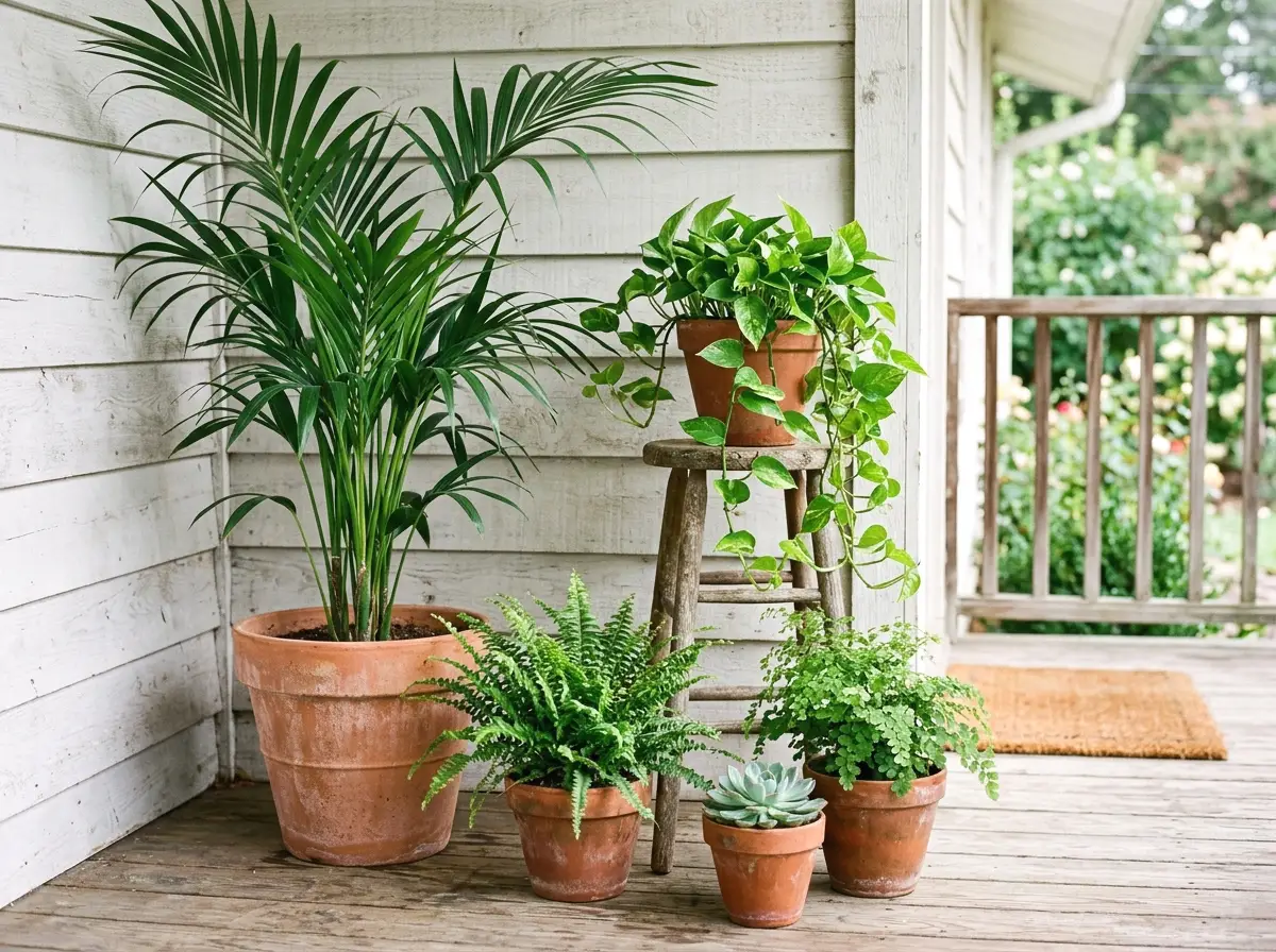 a gallery of potted plants in varied heights