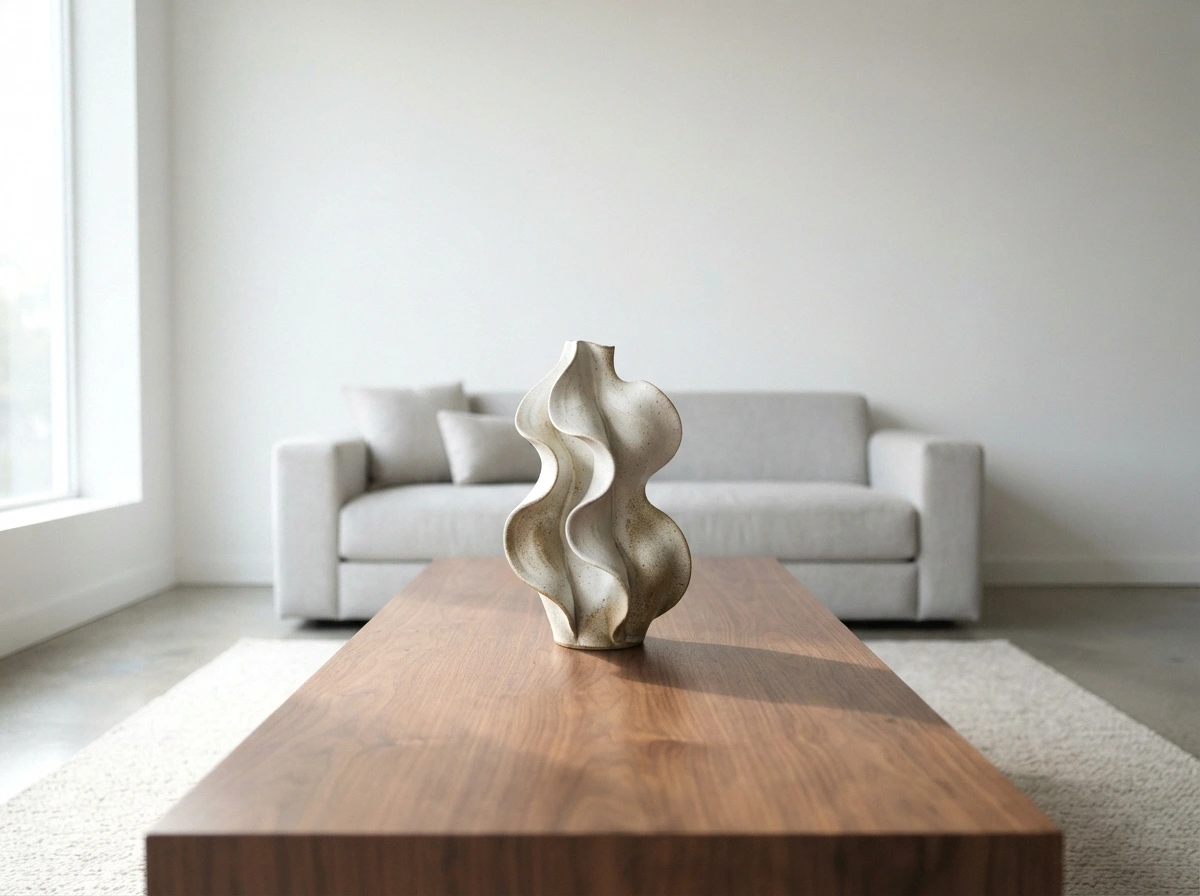 a minimalist single sculpture centerpiece