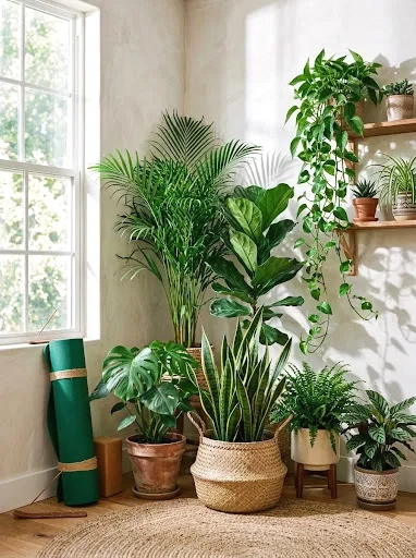a plant-filled corner that feels like a mini jungle