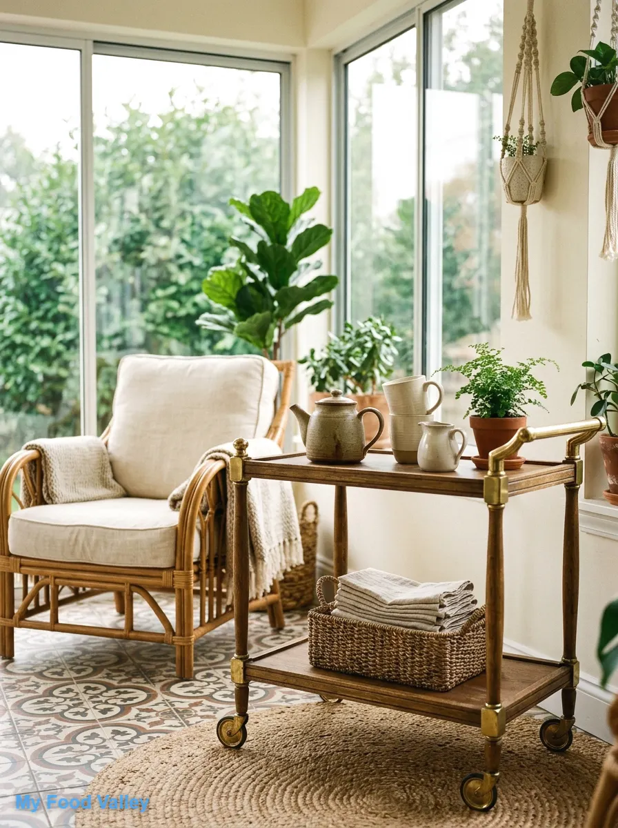 add a vintage tea cart or bar cart