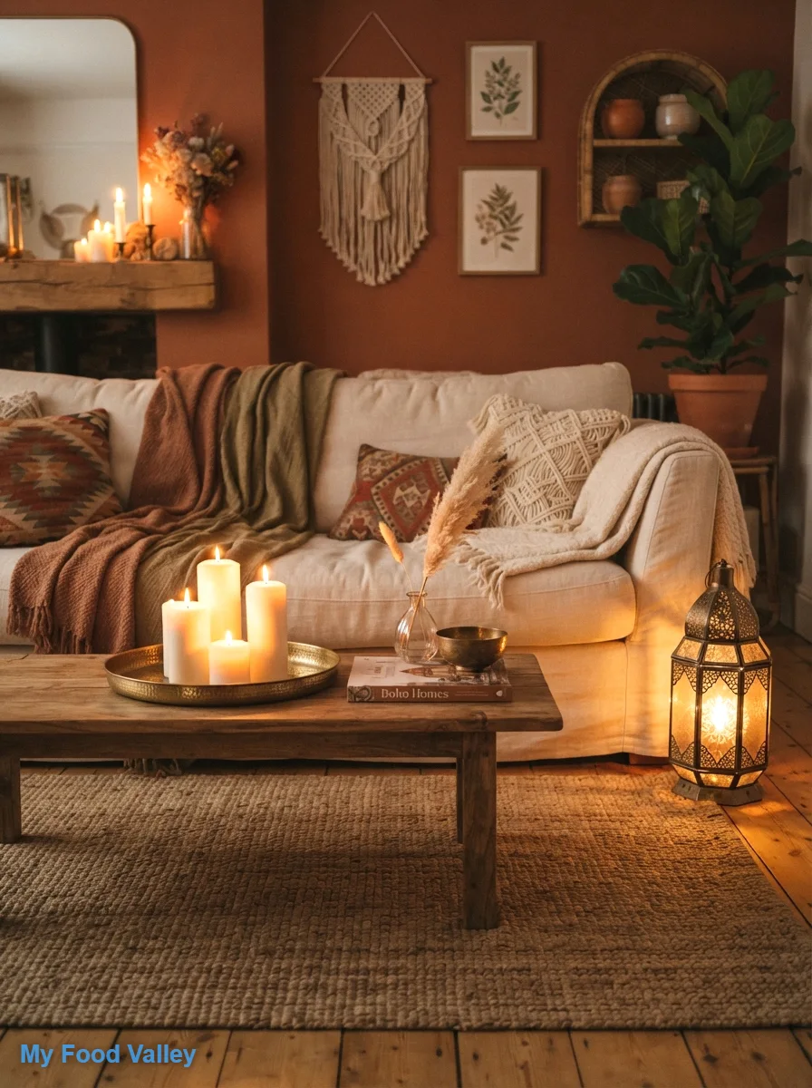 add candles, brass accents, and warm evening glow