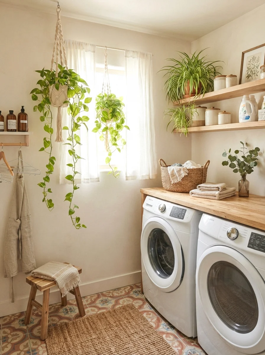 add humidity-friendly hanging plants