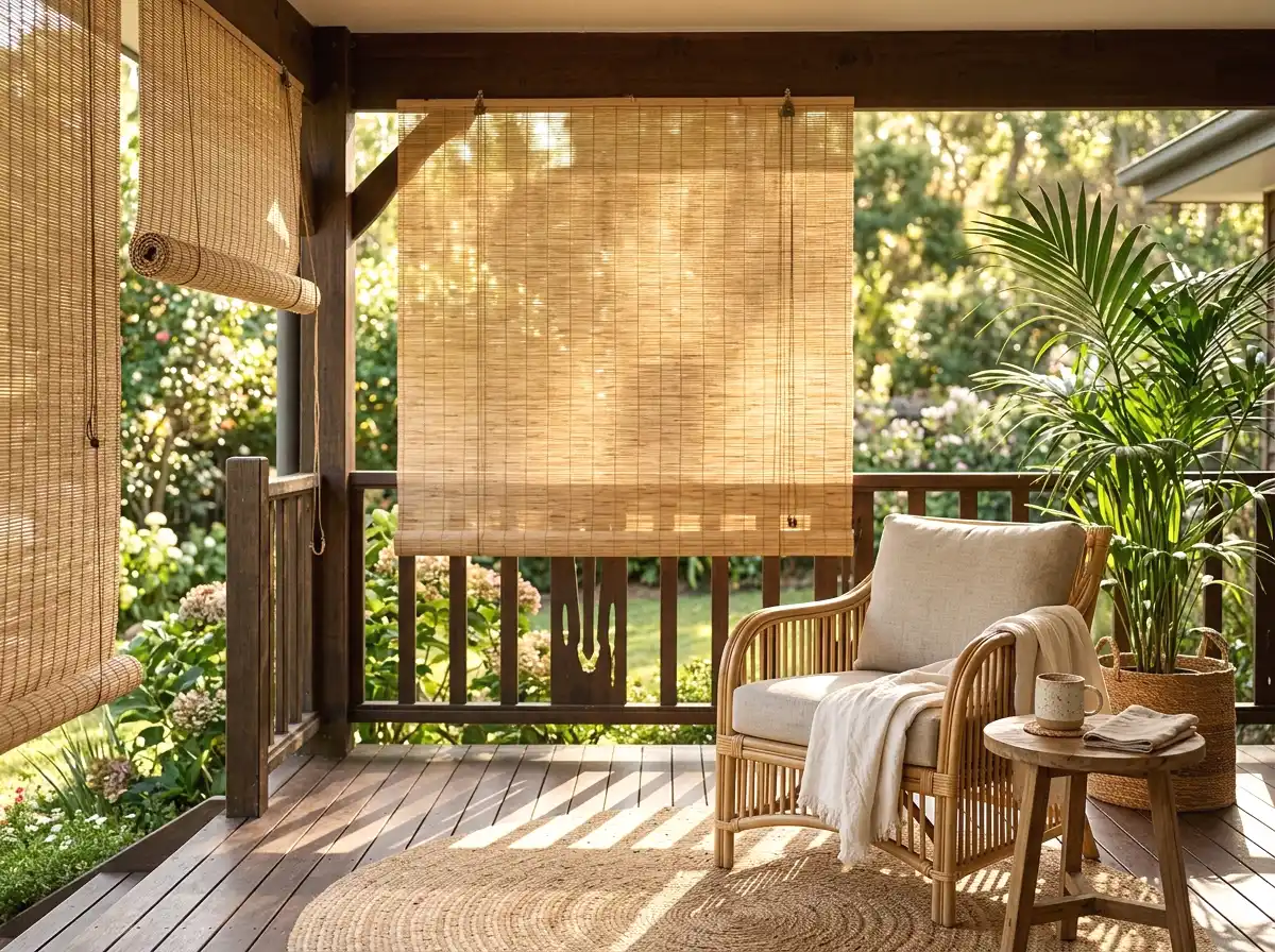 bamboo or reed blinds for shade