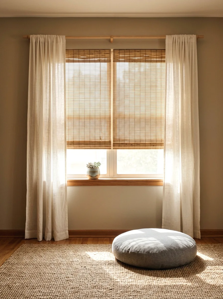 bamboo or woven window shades