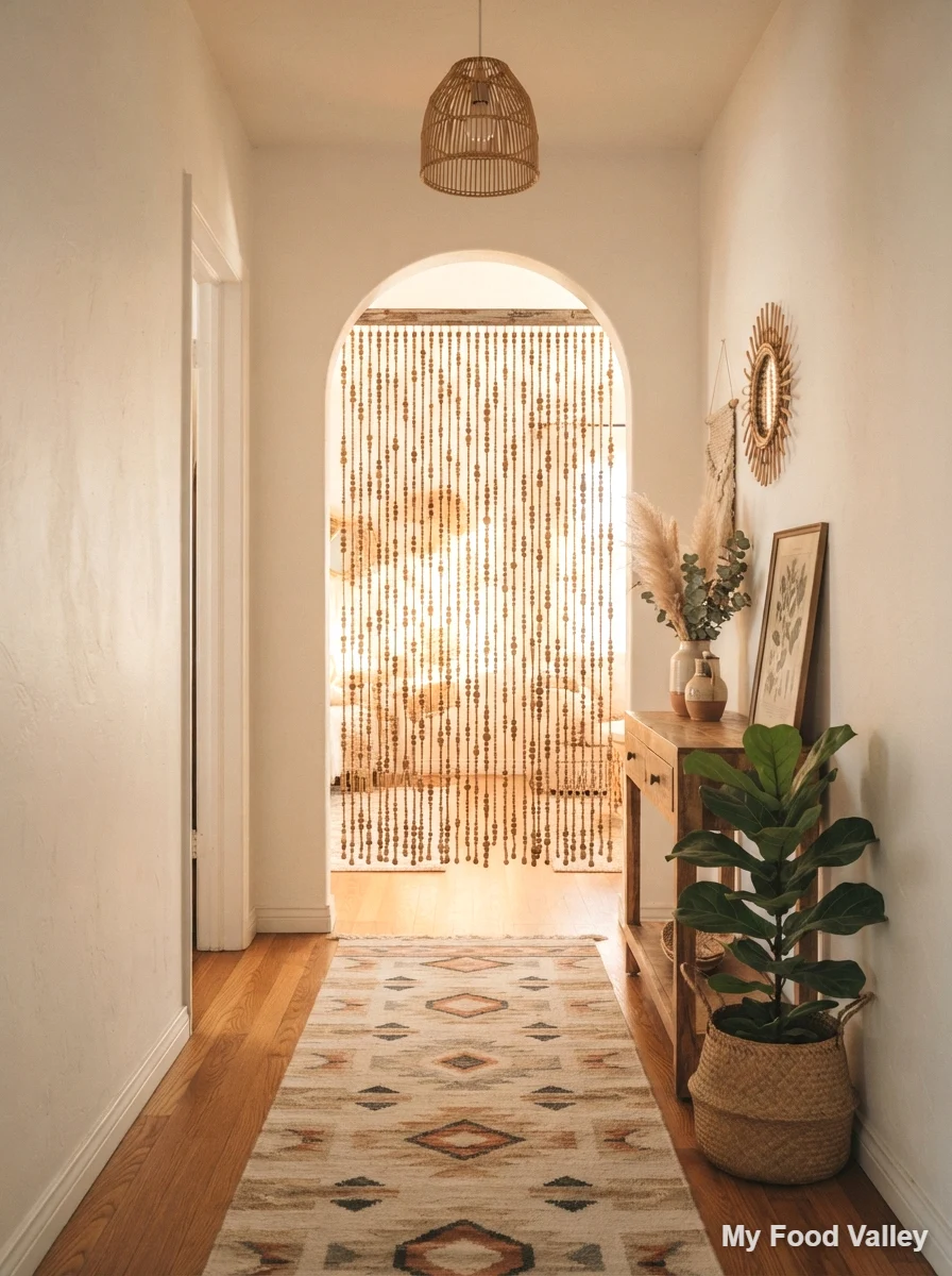 beaded or fabric curtain doorway