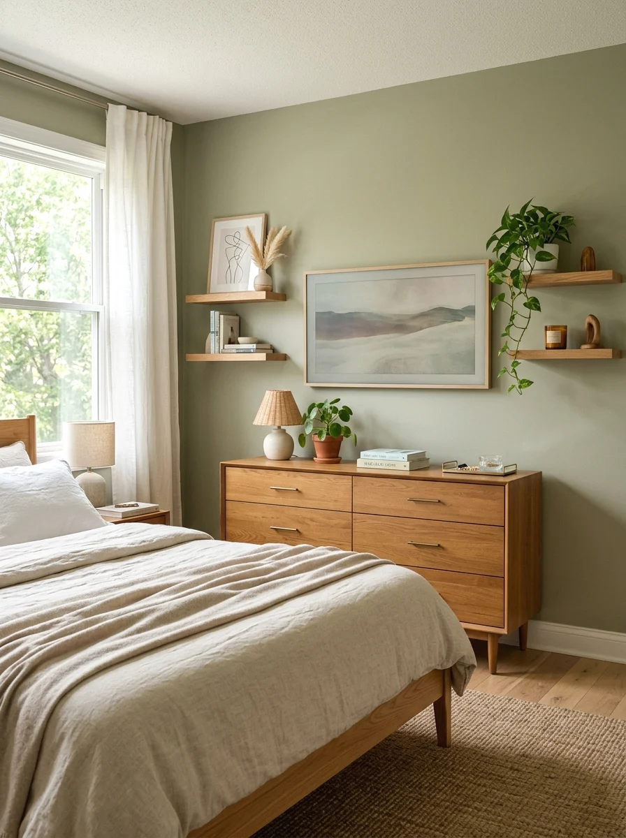 bedroom tv wall above a dresser