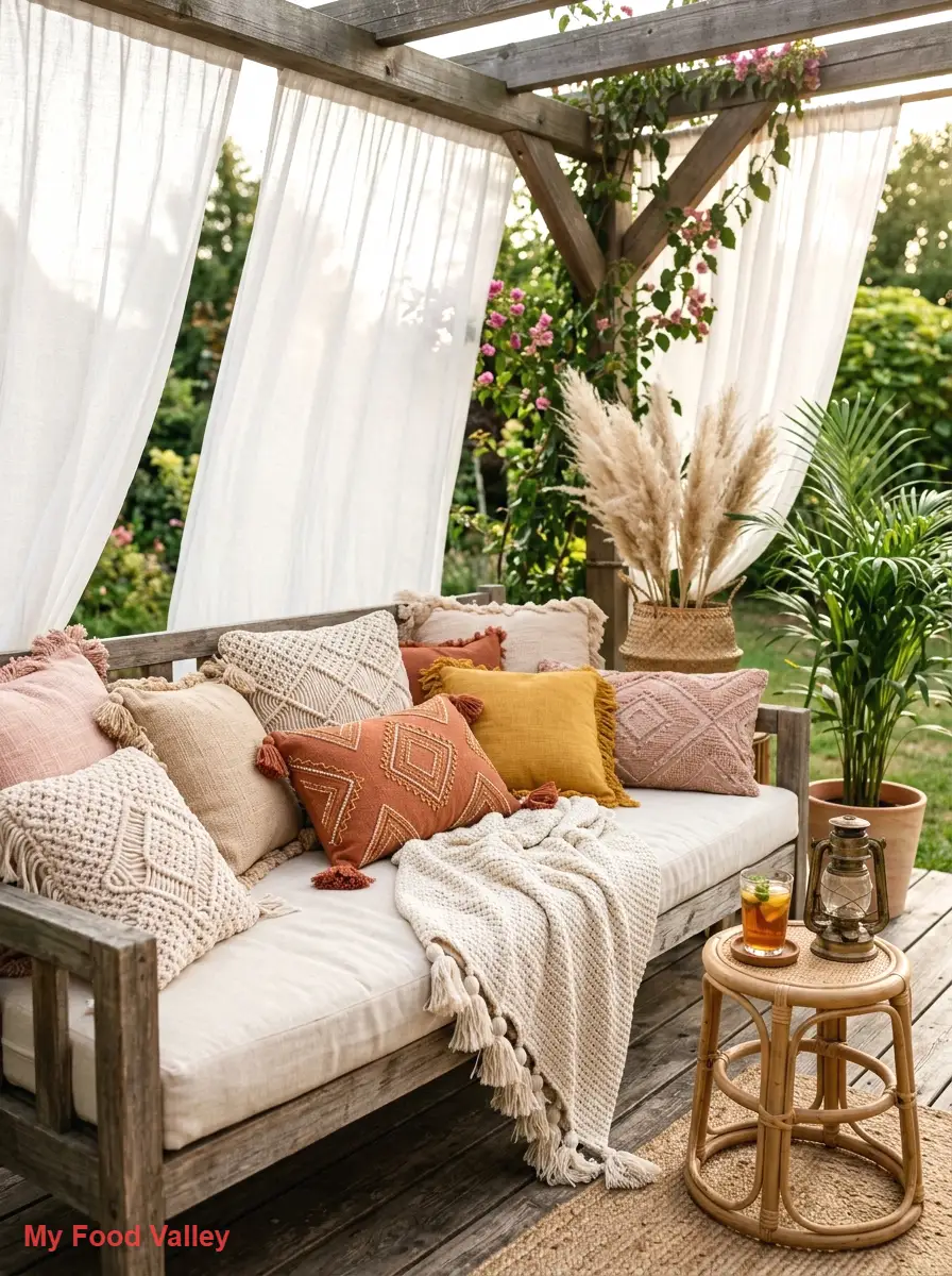 boho daybed with fringed pillows