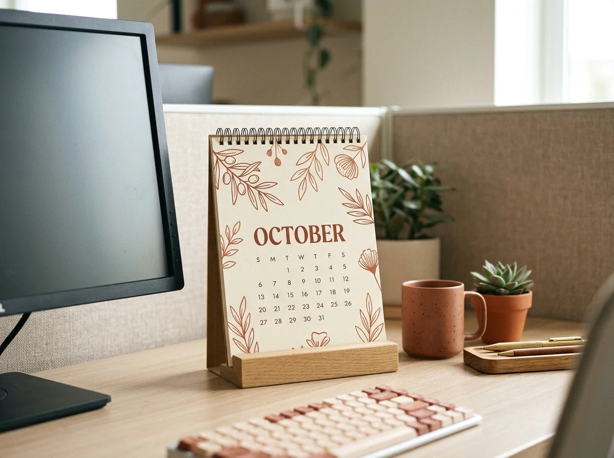 boho patterned desk calendar