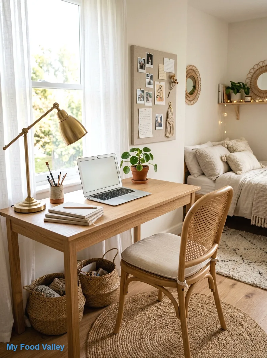 boho study desk setup
