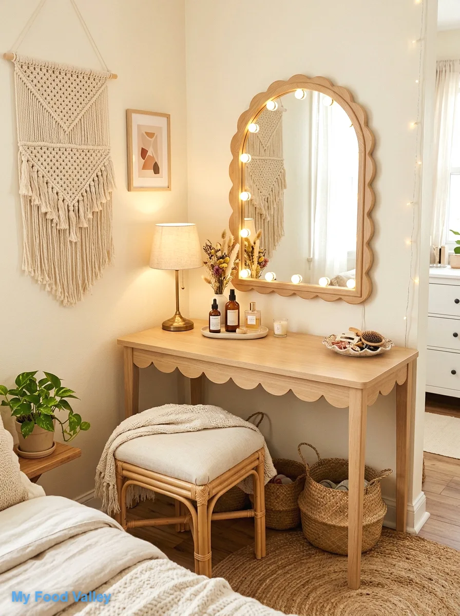 boho vanity and getting ready corner